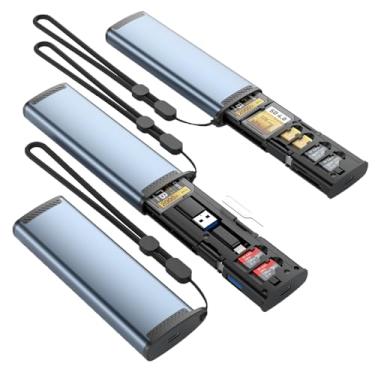 Imagem de Leitor de cartão multifuncional 13 em 1, hub USB-C com compartimentos para cartão SD/TF, armazenamento SIM, adaptador Lightning, liga de alumínio