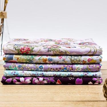 Imagem de 5 x quadrados de tecido estilo japonês, 20 x 25 cm, tecido de embrulho de algodão, pacotes de tecido acolchoado para costura de patchwork DIY