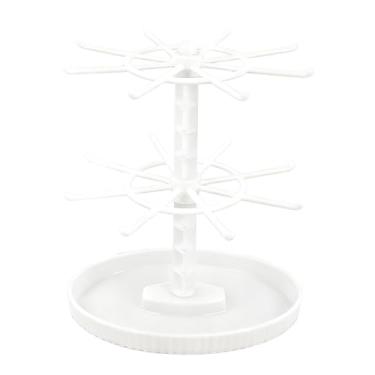 Imagem de YIJU Suporte para chaveiro, organizador de joias, suporte giratório e versátil para colares, pingentes e acessórios de cabelo, Branco 2 Camada