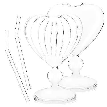 Imagem de Cabilock Copos de vinho em forma de coração, copos de coquetel, copos de vidro, copos de bebida para casa e bar, copos de vidro altos para água, suco, cerveja, vinho, bebidas, coquetéis