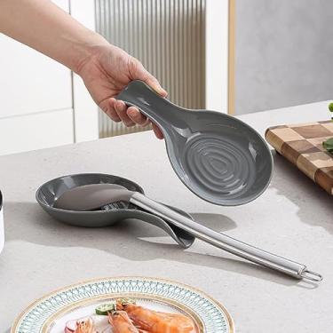 Imagem de Conjunto de descanso de colher de 2 peças, suportes de utensílios de cozinha para colheres e conchas (cinza)