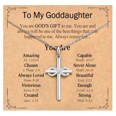 Imagem de PODLEV Presentes cristãos para ela, colares de cruz de zircônia cúbica infinita para mulheres, meninas, confirmação de batismo, aniversário, Natal, ideias de presente religioso para filha, neta