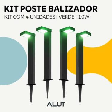 Imagem de Kit 4 Luminárias Poste Balizador Led Jardim Chão 10w 3000k 4000k 6500k