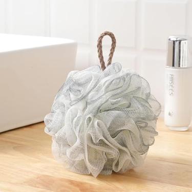 Imagem de Esponja de banho grande, bucha de chuveiro durável com laço para pendurar, esfoliante corporal suave (cinza)