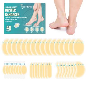Imagem de Bandagens de gel hidrocoloide para pés, protetores de calcanhar adesivos à prova d'água, bico do pé, alívio da dor de joanetes, almofadas de bolhas de longa duração para prevenção e recuperação (40
