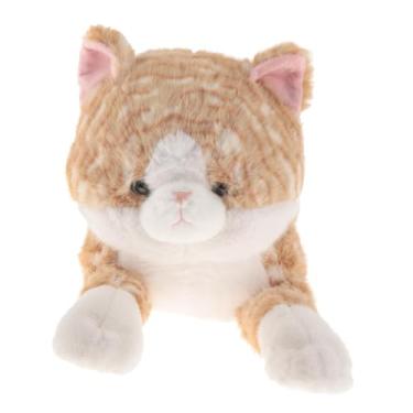 Imagem de predolo Gato de pelúcia, brinquedo colecionável para abraçar, decoração de quarto, adorável gato, boneca de pelúcia para família, adolescentes, presentes de, Listra Amarela