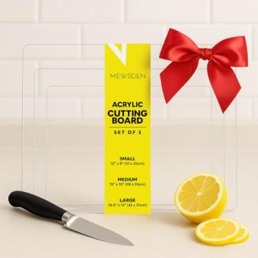 Imagem de Conjunto de 3 tábuas de corte acrílicas com borda de balcão, conjunto de tábuas de corte transparente para protetor de bancada, tapete de massa antiderrapante, decoração de cozinha minimalista