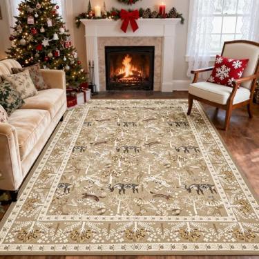 Imagem de WEZVIX Tapete de Natal 20 x 25 cm para sala de estar, tapetes de animais boho lavável, tapete grande antiderrapante macio para quarto, berçário, sala de jantar, fazenda, sala de jogos infantil