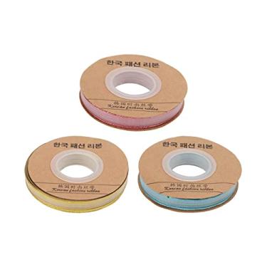 Imagem de Fita com glitter para presente 3 rolos de 150 jardas Fitas metálicas de Natal com glitter dourado para embalagem de presente Decoração de cabelo Material de poliéster rosa azul