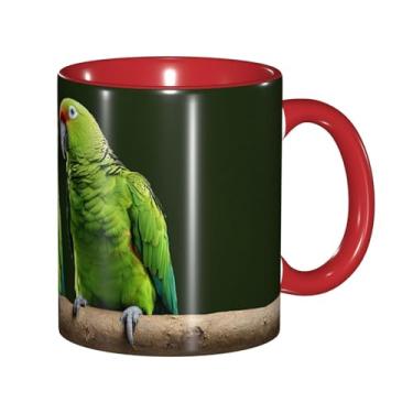 Imagem de Zeraoke Canecas de café criativas com estampa de palmeira verde de dois papagaios, personalizadas, presente para família, tamanho de 325 ml, unissex