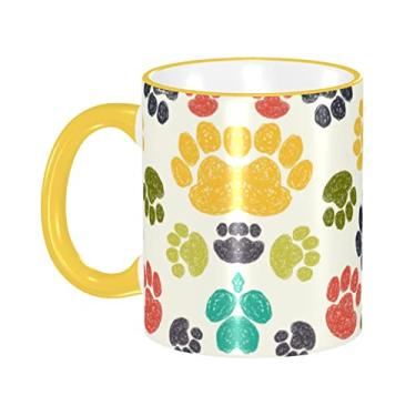 Imagem de Ourdovi Caneca de café expresso de cerâmica fofa e colorida com pata de cachorro, caneca de cerâmica revestida DIY, para café, sopa, chá, leite, latte, cacau quente, colorido divertido 340 g.
