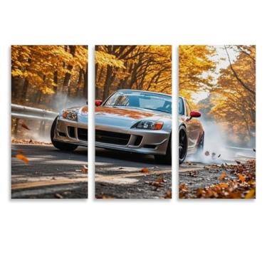 Imagem de HouLaiZhe Drifting Car JDM S2000 Pôster de outono arte de parede em tela para sala de estar quarto decoração de casa escritório pintura pôsteres (40 x 80 cm) × 3)