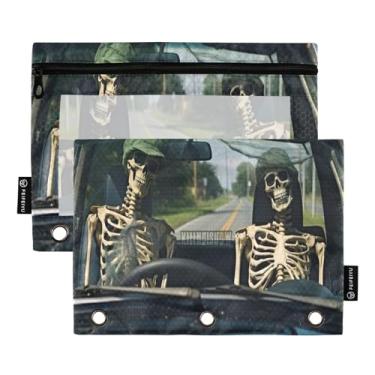 Imagem de Wassud Skeletons in Car Pacote com 2 Pastas de fichário com 3 furos, pasta organizadora de arquivos para casa, escritório