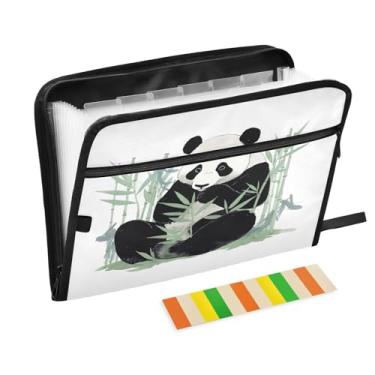 Imagem de Wassud Panda Organizador de arquivos sanfonado com 13 bolsos com abas e adesivos, organizador de pastas de documentos de recibo de papel tamanho carta A4 para viagens de escritório