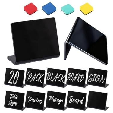 Imagem de YANMAKE 20 peças de mini placas de quadro-negro, mesa pequena lousa reutilizável buffet lugares cartões para casamentos, festas, padaria e exibição de catering