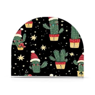 Imagem de Qilmy Porta-guardanapos de cacto de Natal com chapéu vermelho para mesas - Porta-guardanapos para cozinha, porta-guardanapos de mesa, porta-guardanapos de coquetel, porta-guardanapos de papel128