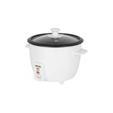 Imagem de Panela de Arroz Elétrica 1,3L, 400W, 127V, Branca, com Tampa de Vidro, Revestimento Antiaderente, Inclui Copo Medidor e Bandeja para Vapor