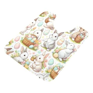 Imagem de Burbuja Tapete de banheiro coelhinho da Páscoa, tapete de banho absorvente de pelúcia macio, base de vaso sanitário antiderrapante para piso de banheiro, oval em forma de U