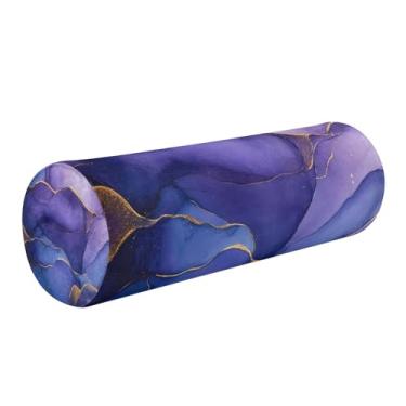 Imagem de STAYTOP Linda almofada de pescoço com textura de mármore para dormir - Almofada de pescoço para alívio da dor - Almofada de rolo de pescoço de espuma viscoelástica premium - Almofada de rolo de