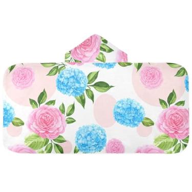 Imagem de Burbuja Toalha de banho com capuz de laço rosa para crianças, toalha de praia de pelúcia macia absorvente para chá de meninas e meninos 3-10 anos, 61 x 127 cm