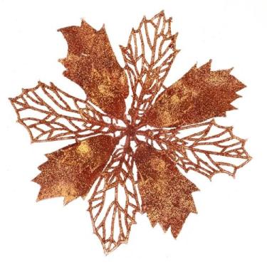 Imagem de Enfeite de árvore de Natal, vazado, criativo, multicolorido, artificial, flores vazadas, elegante, árvore de Natal romântica (G, dourada)