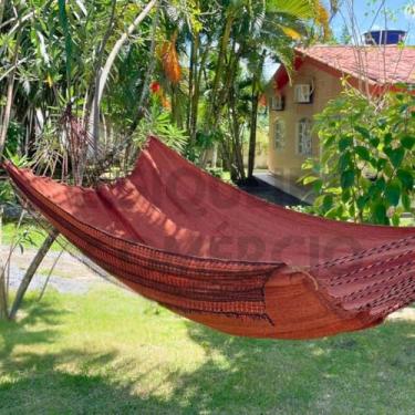 Imagem de Rede de Descanso Jeans Gigante Casal Decorativa Confortável para Dormir(Laranja)