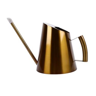 Imagem de SIWOTED Regador de aço inoxidável estilo nórdico vintage, bico longo, lata de água para suculentas, bonsai, flor de jardim, capacidade de 1,5L, dourado