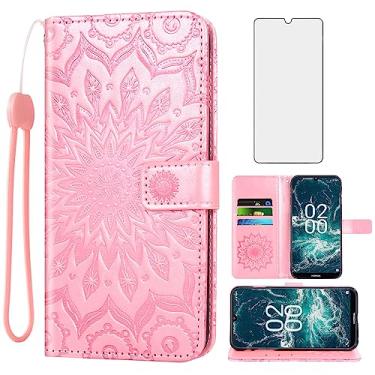 Imagem de Asuwish Capa de telefone para Nokia C200 Capa carteira com protetor de tela de vidro temperado e capa flip de couro girassol suporte para cartão acessórios de celular N151DL C 200 200C 4G feminino