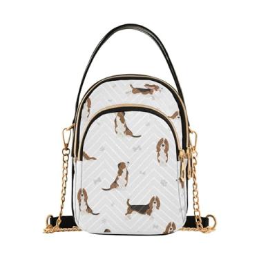 Imagem de TSENQUE Linda bolsa de ombro de urso guaxinim bolsa de mão para telefone pequena bolsa tiracolo acolchoada, Dog Basset Hound, 5.91x3.15x8.27inches