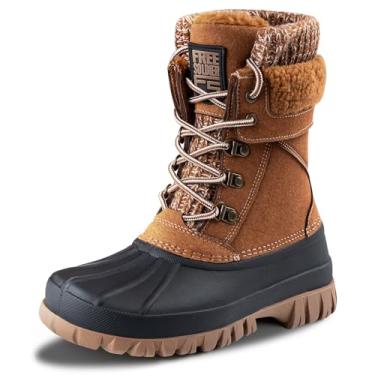 Imagem de FREE SOLDIER Botas femininas impermeáveis de inverno para neve para clima frio para mulheres botas de pato modernas ao ar livre confortáveis isoladas (marrom 8)