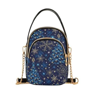 Imagem de Bolsa transversal pequena para mulheres, bolsa de ombro para mulheres, bolsa transversal com vários bolsos, bolsas e bolsas femininas, Guirlanda festiva de árvore de Natal azul, 15*21*8cm