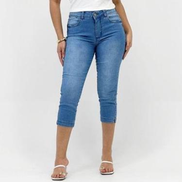 Imagem de Calça Reverso Jeans Capri Barriga Chapada Feminina-Feminino