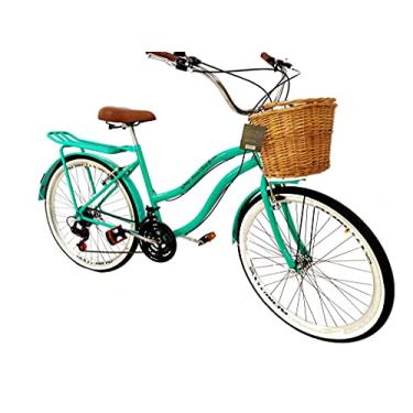Imagem de Bicicleta retrô aro 26 urbana passeio 18v cesta vime