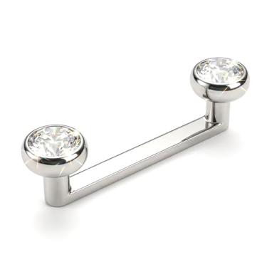 Imagem de Josojoou Piercing de Superfície de Titânio 14G Cristal Duplo Superfície Roscada Interna Tragus Staple Bar Piercing Joia 12 mm Barra Plana Unissex Joia Corporal