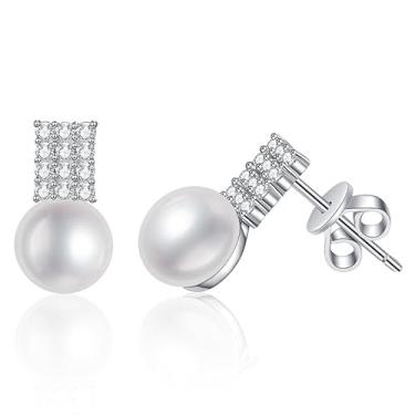 Imagem de Rostisla Brincos de pérola moissanite cor D S925 pura prata clara luxo francês geométrico açúcar design completo 0,36 quilates