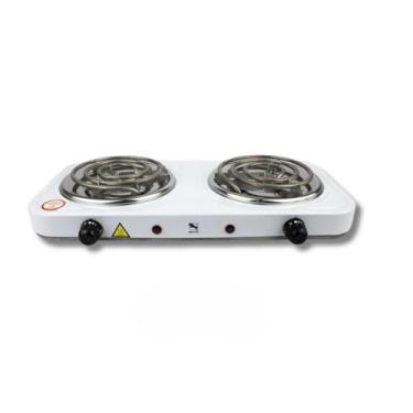 Imagem de Fogareiro Elétrico 2 Bocas Portátil Camping Cooktop Cozinha 110v 220v Viagem (BRANCO 220V)