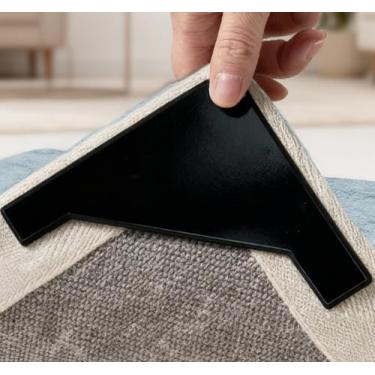 Imagem de GORILLA GRIP Pacote com 12 almofadas de aderência extra largas de dupla face para carpete e pisos de madeira, prendedores de canto removíveis e reutilizáveis sem danos, almofada de piso de ajuste