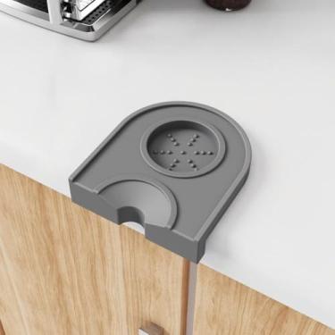 Imagem de Tapete de silicone expresso com design antiderrapante amigável aos cantos para preparação de café barista variante cinza