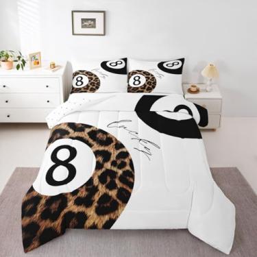 Imagem de Erosebridal Jogo de cama moderno com estampa de leopardo, para meninas, guepardo, Queen, edredom com 8 bolas da sorte, estilo Y2K, moderno, decoração de quarto, estética
