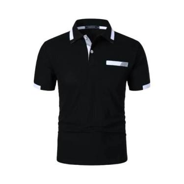 Imagem de Camisas Polo Masculinas Slim Fit De Verão Manga Curta Clássicas Com Bo