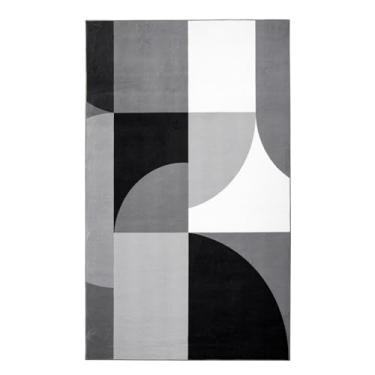 Imagem de Petmolico Tapetes laváveis - tapetes antiderrapantes modernos de 1,8 x 2,5 m para sala de estar, quarto, sala de jantar, cozinha, quarto de crianças, preto e branco