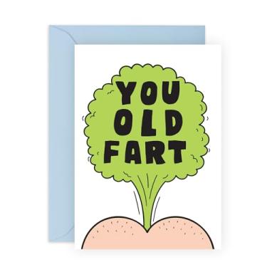 Imagem de CENTRAL 23 Cartão de aniversário engraçado e rude para idosos - You Old F*rt - Piada atrevida para ele, seu irmão de meia-idade, irmã, irmão, amigo, marido - Vem com adesivos divertidos