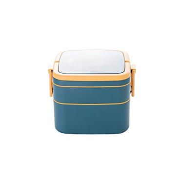 Imagem de Lancheira portátil de 1100 ml, 2 camadas, saudável, lancheira, recipiente para alimentos, micro-ondas, lancheira com talheres (A)