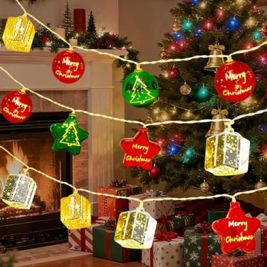 Imagem de Luzes decorativas, 4 m, bateria de 20 LEDs, luz de Natal com temporizador e 8 modos, enfeites de bola de Natal, luzes para árvore de Natal, guirlanda, janela, parede, casa, jardim, decoração interna