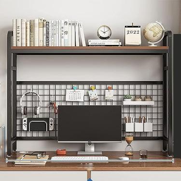 Imagem de Estante de mesa para mesa de computador - estante de mesa ajustável, prateleira de armazenamento independente, prateleira de bancada, estante de mesa de metal para mesa de computador ()