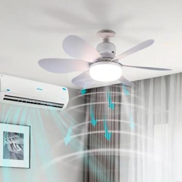 Imagem de Ventilador de Teto com Lâmpada LED 40W Bivolt com Controle Remoto – 3 Velocidades e 3 Modos de Luz – Com 6 Pás Removíveis, Silêncioso e Sem Precisar de Instalação