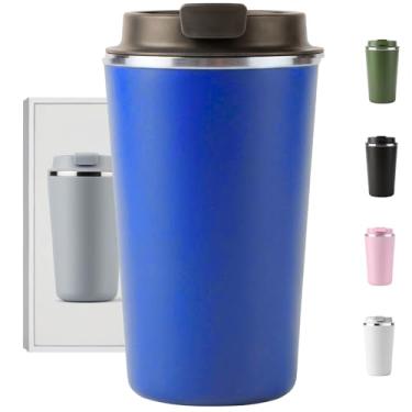 Imagem de Copo Térmico Café - 510ml, Parede Dupla Isolamento Inox 304, Base Emborrachada, Quente 6 horas, Feito Para Viagem To Go (Azul)