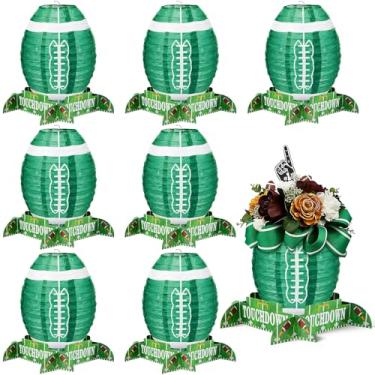 Imagem de Mudder 8 peças de lanterna de papel de futebol americano conjunto de decoração de mesa de centro de mesa lanterna de jogo de futebol com peças de suporte para suprimentos de festa de aniversário, 30,5