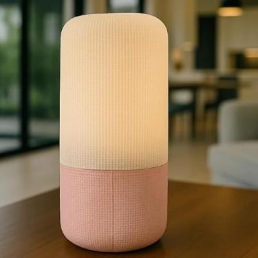 Imagem de Luminária de Mesa Cilíndrica Minimalista Moderna, Abajur Tubular Decorativo com Lâmpada Inclusa, Design Texturizado (Rosa)