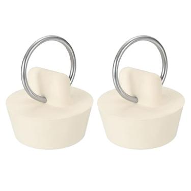Imagem de PATIKIL Rolha de drenagem de banheira, 2 peças para bujão de ralo de banheira de borracha de 7/20.3 cm a 2.5 cm com anel de puxar para pia de cozinha, banheiro, lavanderia, branco